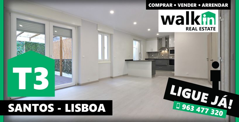 Apartamento T3 Remodelado com Terraço no Largo de Santos em Lisboa